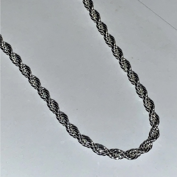 24” 14K White Gold Filled Over 925 Sterling Silver 2MM Brazilian Rope Chain, New - Picture 3 of 8